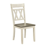 Modern Design Side Chairs 2pc Set Antique White Finish Wood Frame Classic X-Back Farmhouse Contemporary Dining Furniture