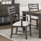 Classic Style Dark Espresso Finish Arm Chair Set of 2pc, Upholstery Seat Wooden Dining Furniture