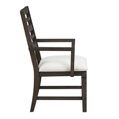Classic Style Dark Espresso Finish Arm Chair Set of 2pc, Upholstery Seat Wooden Dining Furniture