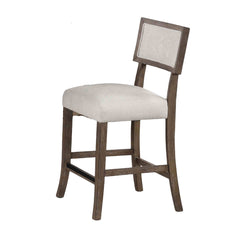 Contemporary Style 2pc Counter Height Stool Upholstered Seat And Back Rest Dark Walnut And Light Gray Finish Dining Room