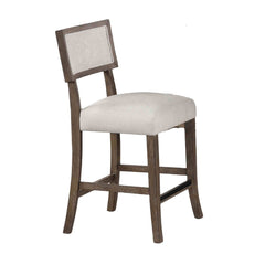 Contemporary Style 2pc Counter Height Stool Upholstered Seat And Back Rest Dark Walnut And Light Gray Finish Dining Room
