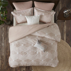 Cotton Jacquard Comforter Set Blush King/Cal King