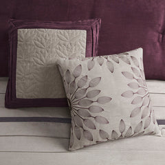 7 PC Pieced Faux Suede Comforter Set Purple Full