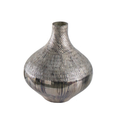 D9x10" Glass Silver Vase