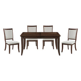Formal Traditional 5pc Dining Set Table and Chairs Separate Extension Cherry Finish with Dark Walnut Inlay Wooden Furniture