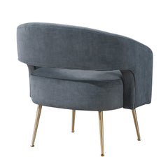 Modern Dark Gray Soft Velvet Accent Chair Plush Foam Comfort Upholstery Gold Finish Legs Luxurious Living Room Furniture 1pc