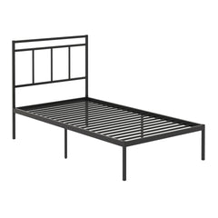 Twin Size Platform Bed With Headboard, Black finish