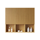 MITCH 41" Bathroom Wall Mounted Cabinet, Composed of 3 Cabinets with Doors and Open Compartments, Can be Used in Combination or Individually, Suitable for Bathroom, etc., Corolla Oak Woodgrain Color
