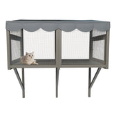 Cat Catio, Window Box Enclosure for Indoor Cats, Wooden Window Perch House, Expandable for Multi Kittens, Secure Comfortable Outdoor Haven for Pets