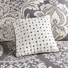 7 Piece Cotton Printed Comforter Set Grey Queen