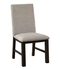 Transitional Style 2pc Side Chair Pleated Back Upholstered Seat Antique Black And Gray Finish Dining Room