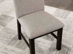 Transitional Style 2pc Side Chair Pleated Back Upholstered Seat Antique Black And Gray Finish Dining Room