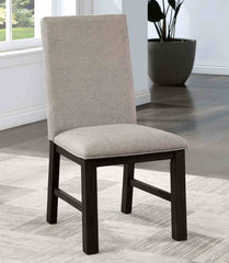 Transitional Style 2pc Side Chair Pleated Back Upholstered Seat Antique Black And Gray Finish Dining Room