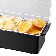 Chilled Condiment Server 4 Compartment Cold Serving Tray with Lid for Fruit