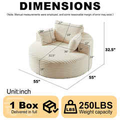 55'L Corduroy Sponge single sofa,No Assembly Required,Fluffy Modern Sleeper Chair for Living room, Bedroom, Lounge and Projection Room(Not a swivel chair.)