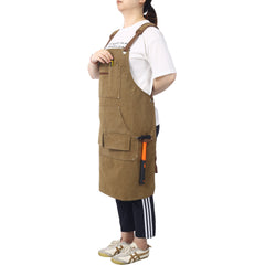 Long Heavy Duty Canvas Tool Apron, Carpenter Aprons, Woodworking Aprons, Carpenters 16 Oz ,Fully Adjustable to Comfortably Fit Men and Women ,not waxed