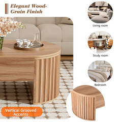 U-Can 47.2''Lift Top Coffee Table with Hidden Compartment, Partially Assembled Wooden Center Table, Modern Oval Lift Tabletop for Home Living Room