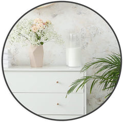 24 Inch Black Metal Framed Round Bathrrom Mirror for Wall.(W2203P182012)