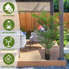 Artificial Areca Palm Plant, 5.2ft Tall Faux Tropical Dypsis Lutescens Tree in Pot for Indoor or Outdoor Home, Office, or Garden Decoration, 2pcs/set
