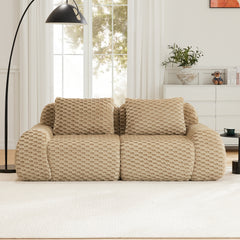 82" Modern Modular Sectional Sofa for Living Room,Flannelette Fabric,highly textured,Oversized 2-Seater Couch with Deep Seat,Buckle connection,Anti-slip Design,No Assembly,boneless sofa,Light Camel