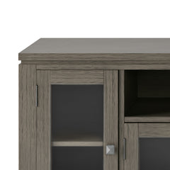 Cosmopolitan 72 inch Wide Solid Wood TV Stand in Farmhouse Grey For TVs up to 80 inches