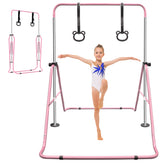 Pink Multi-Functional Adjustable Height Children's Horizontal Gymnastic Bar With Bear Rings