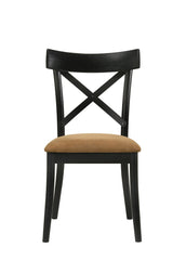 Hillary Brown Leather Aire, Walnut & Black Finish Side Chair (Set of 2)