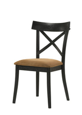Hillary Brown Leather Aire, Walnut & Black Finish Side Chair (Set of 2)