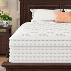12'' Hybrid Mattress - Queen, Memory Foam & Pocket Springs for Pressure Relief, Fiberglass Free Ergonomic Home White