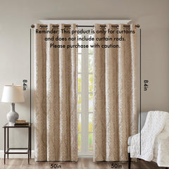 Knitted Jacquard Damask Total Blackout Grommet Top Curtain Panel(Only 1 Pc Panel)