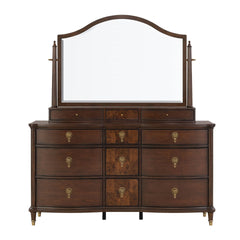 1pc Transitional Dresser Round Knobs Gold Capped Legs Dark Cherry Bedroom Furniture UV-Stained Dustproof Cases