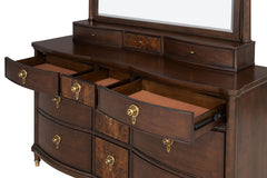 1pc Transitional Dresser Round Knobs Gold Capped Legs Dark Cherry Bedroom Furniture UV-Stained Dustproof Cases