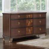 1pc Transitional Dresser Round Knobs Gold Capped Legs Dark Cherry Bedroom Furniture UV-Stained Dustproof Cases