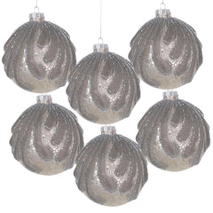 D3.9" Christmas Ball Ornaments, Glass Decorative Hanging Ball Christmas Tree Ornaments for Holiday Party Decorations, Set of 6