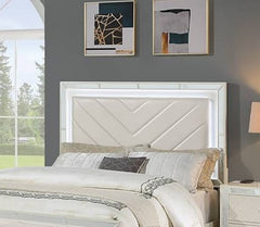 Contemporary Style 1pc Eastern King Size Upholstered Headboard And Footboard Built In LED Lights Bedroom Furniture
