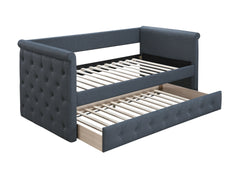 1pc Day Bed w/ Slat Trundle Button Tufted Contemporary Charcoal Finish Bedroom Furniture