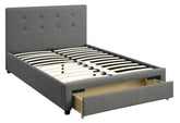 Modern Bedroom Furniture Grey Polyfiber 1pc Full Size Bed Tufted Headboard Storage Drawer Footboard
