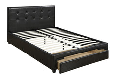 Bedroom Furniture Black Under Storage Bed FB 1pc Full Size Bed Faux Leather Upholstered Tufted Headboard