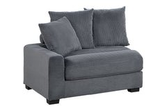 Contemporary Dark Gray 5pc Modular Sectional Set Corduroy Couch LAF & RAF Chairs 1x Armless Chairs 2x Ottomans Living Room Furniture