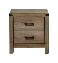 1pc Contemporary Tall Two Drawer Night Stand Bedroom Solid Wood Wooden Furniture Nightstand End Table Brown Melamine Finish Rustic