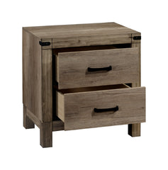 1pc Contemporary Tall Two Drawer Night Stand Bedroom Solid Wood Wooden Furniture Nightstand End Table Brown Melamine Finish Rustic