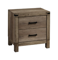 1pc Contemporary Tall Two Drawer Night Stand Bedroom Solid Wood Wooden Furniture Nightstand End Table Brown Melamine Finish Rustic