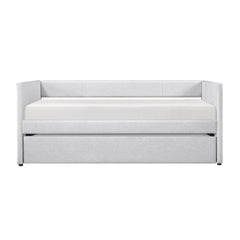 1pc Daybed with Trundle Gray Fabric Upholstery Wooden Frame Modern Home Furniture