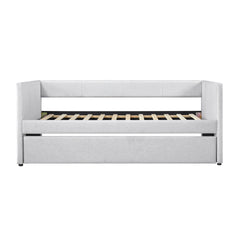 1pc Daybed with Trundle Gray Fabric Upholstery Wooden Frame Modern Home Furniture