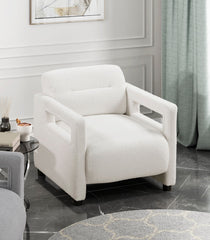 Luxury Home Furniture Accent Chair Beige Seat Cushion Boucle Upholstery Plywood Frame 1pc Armchair