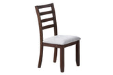 Ladder Back Design Walnut Color Set of 2pc Dining Chairs Padded Seat Curved Back Legs Dining Room Side Chair