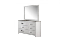 Modern Style 1pc Dresser Two Tone Design Sleek Handles Bar Handles Six Drawers White Finish Bedroom Furniture