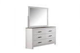 Modern Style 1pc Dresser Two Tone Design Sleek Handles Bar Handles Six Drawers White Finish Bedroom Furniture