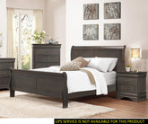 Stained Gray Finish Louis Philippe Style 1pc Queen Size Sleigh Bed Traditional Design