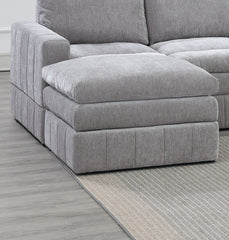 Contemporary 5pc Set Modular Sectional Set 1x One Arm Chair / Wedge 2x Armless Chair 2x Ottoman Granite Color Morgan Fabric Plush Living Room Furniture